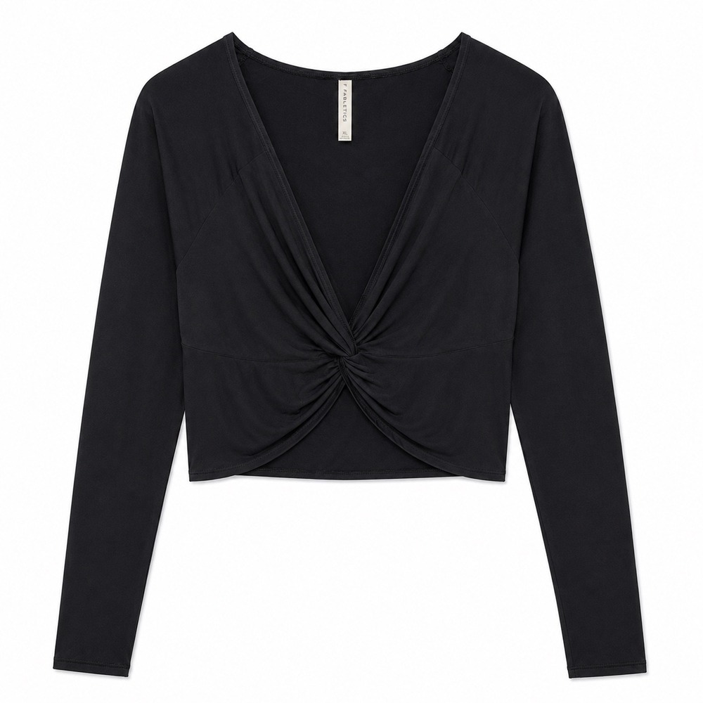 Fabletics Twist Front Long Sleeve Crop Top Black Size‎ XL